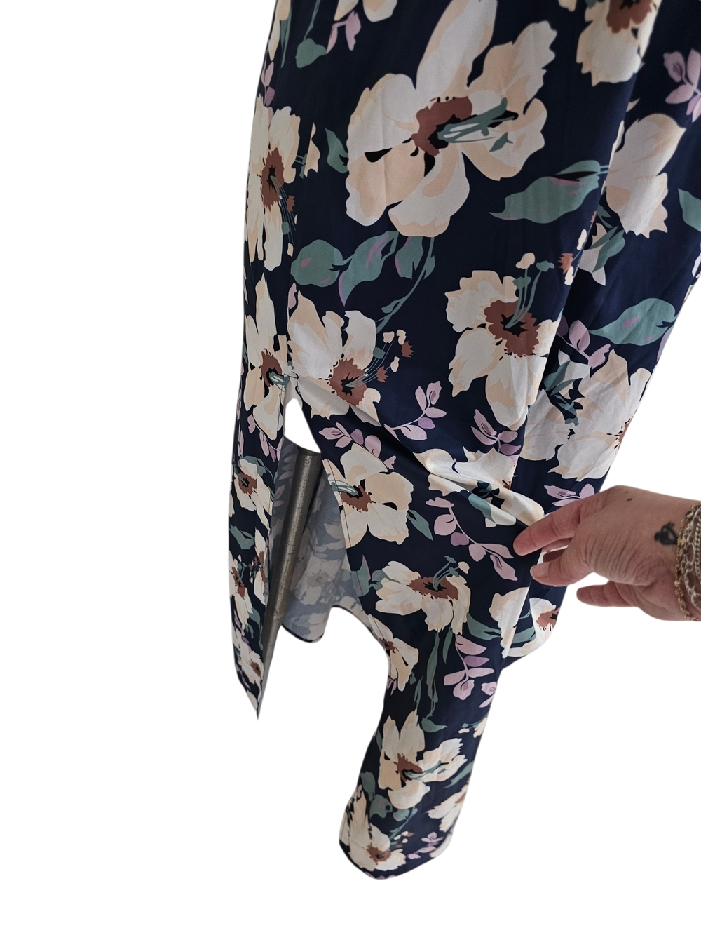 SHEIN Navy Floral Cold-Shoulder Maxi Dress - Picture 2 of 5